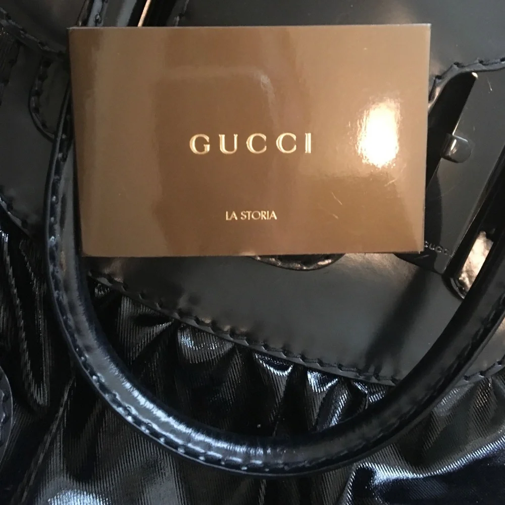 Gucci Black Leather and Coated Canvas Large Dialux Queen Tote